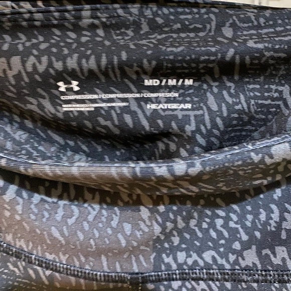 UA Compression‎ Leggings-Heat Gear- Black/Gray print- Size M- Mesh Cutouts - Picture 9 of 13